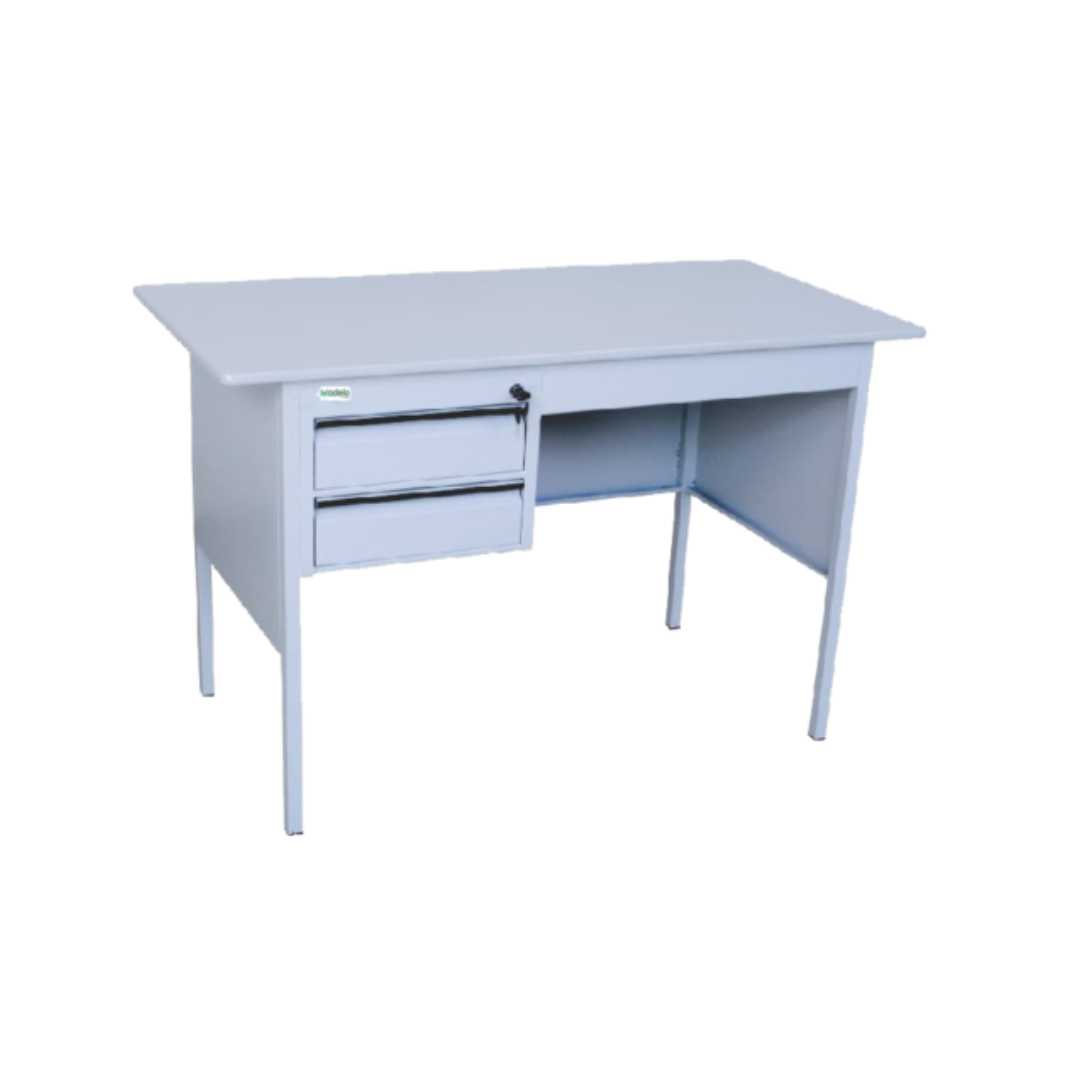 MESA DE AÇO COM 2 GAVETAS E TAMPO EM FÓRMICA